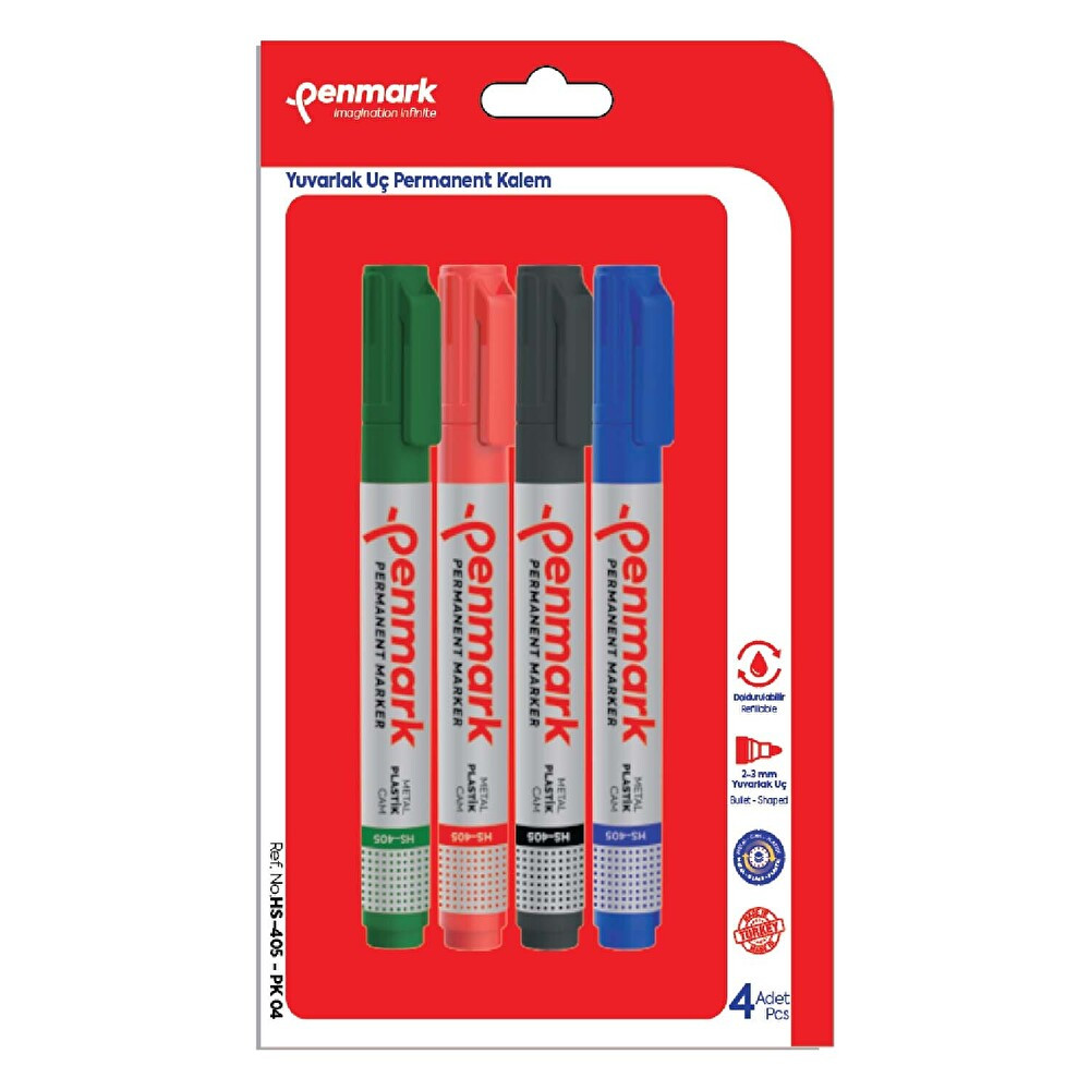 Permanent Marker Yuvarlak Uçlu Tahta Kalemi 4'lü CD-DVD-Asetat Kalemi Fiyatı