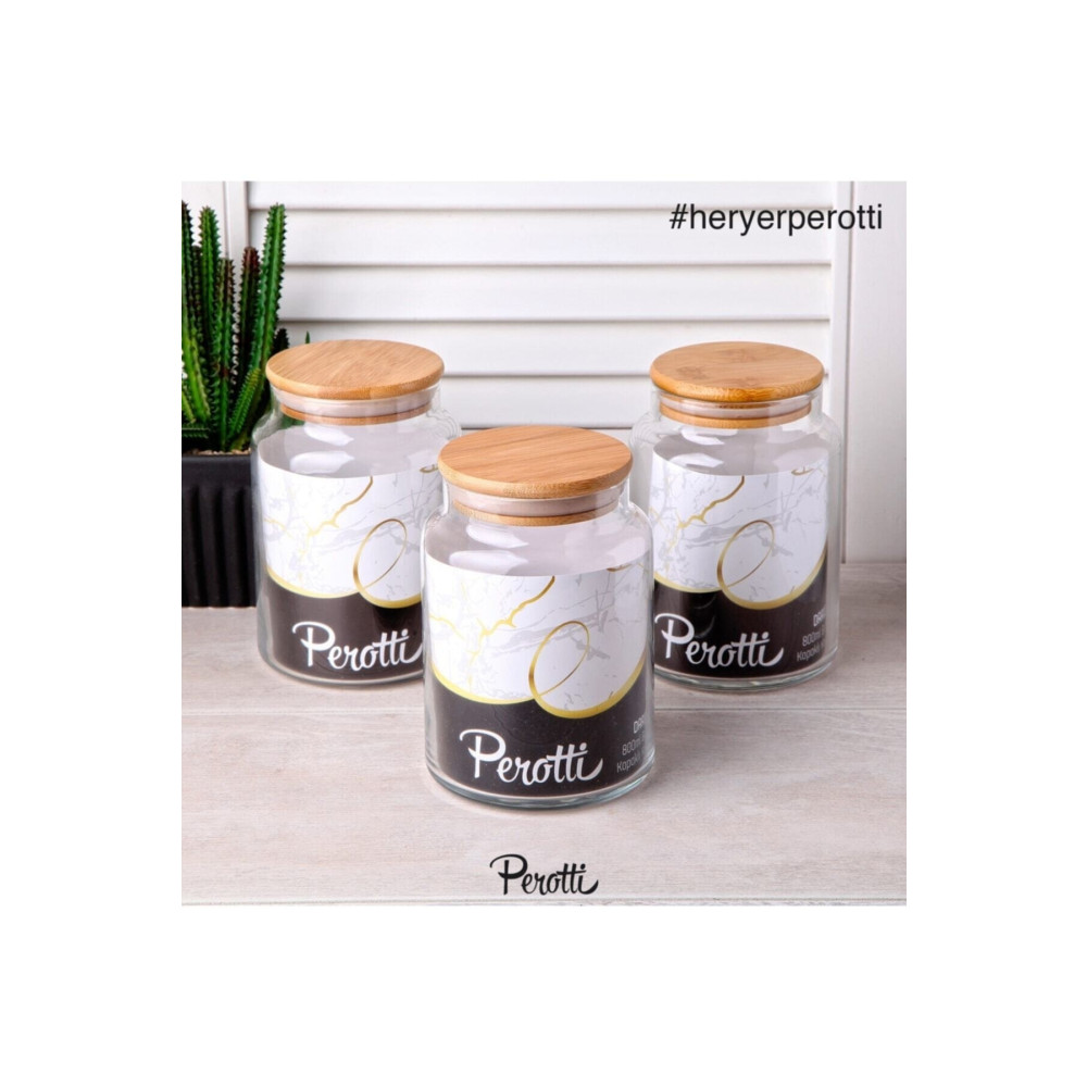 Perotti 800 ml Bambu Kapaklı Cam Kavanoz 3 Adet Saklama Kapları Fiyatı
