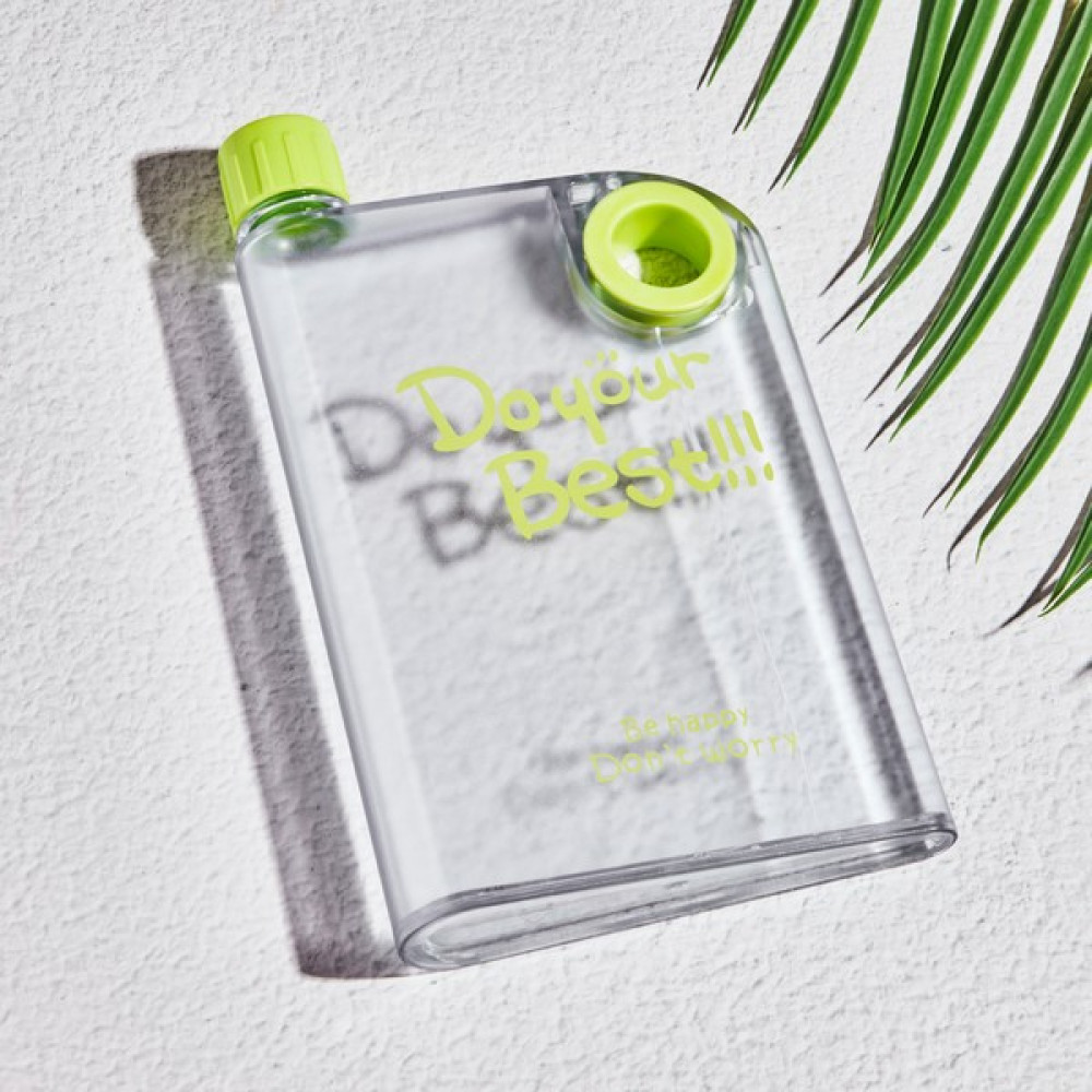 Perottle Mona Matt A5 380ML Bottle Motivasyonel Su Matara Notebook Sporcu Suluk Su Şişesi Halka - Yeşil Suluk Fiyatı