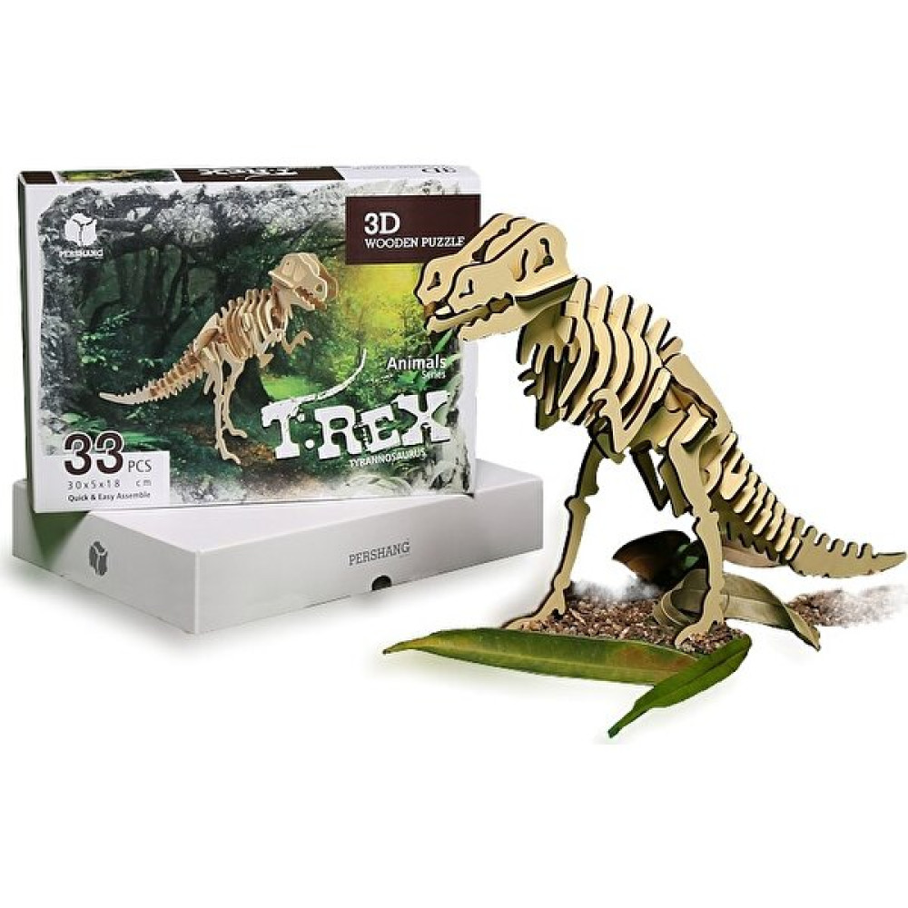 Pershang T-Rex Dinazor 33 Parça Ahşap 3D Puzzle Puzzle & Aksesuarları Fiyatı