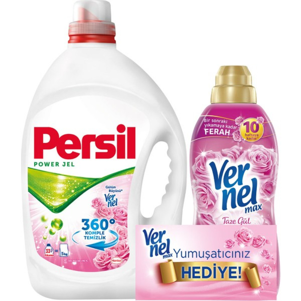 Persil Jel Gülün Büyüsü 33 Yıkama + Vernel Max Taze Gül 720 ml Çamaşır Deterjanı Fiyatı