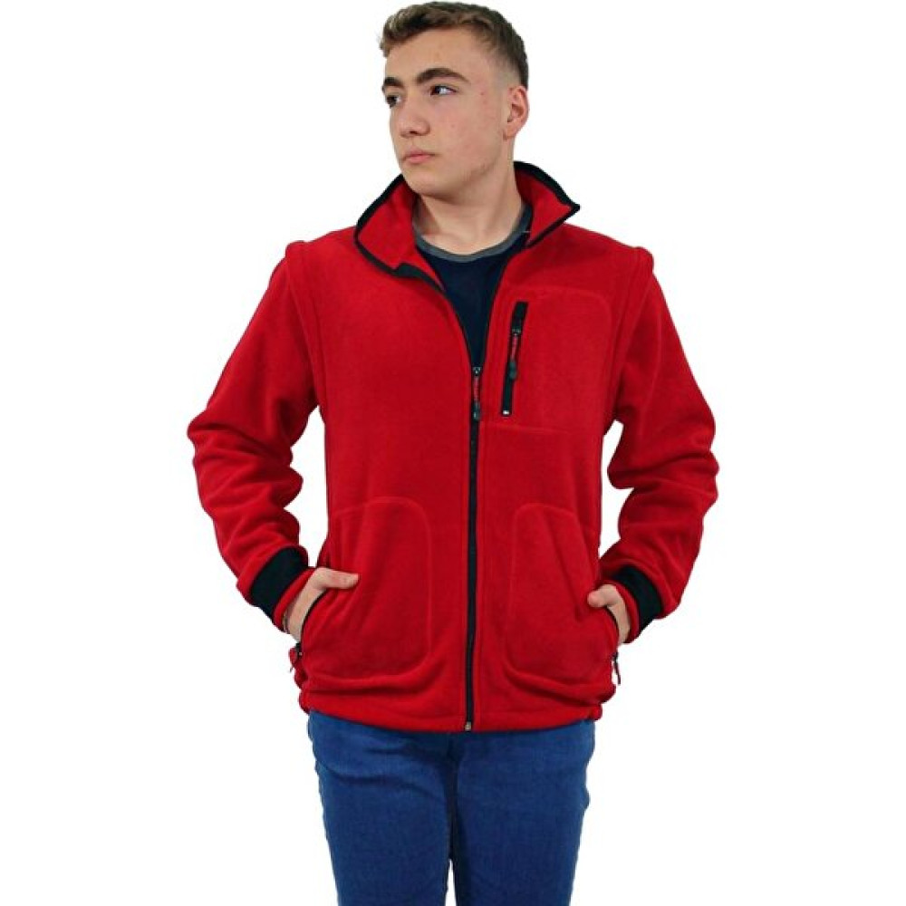 Persmont ÇPM03 Unisex Kırmızı Çıkma Kol Polar Mont Erkek Mont Fiyatı