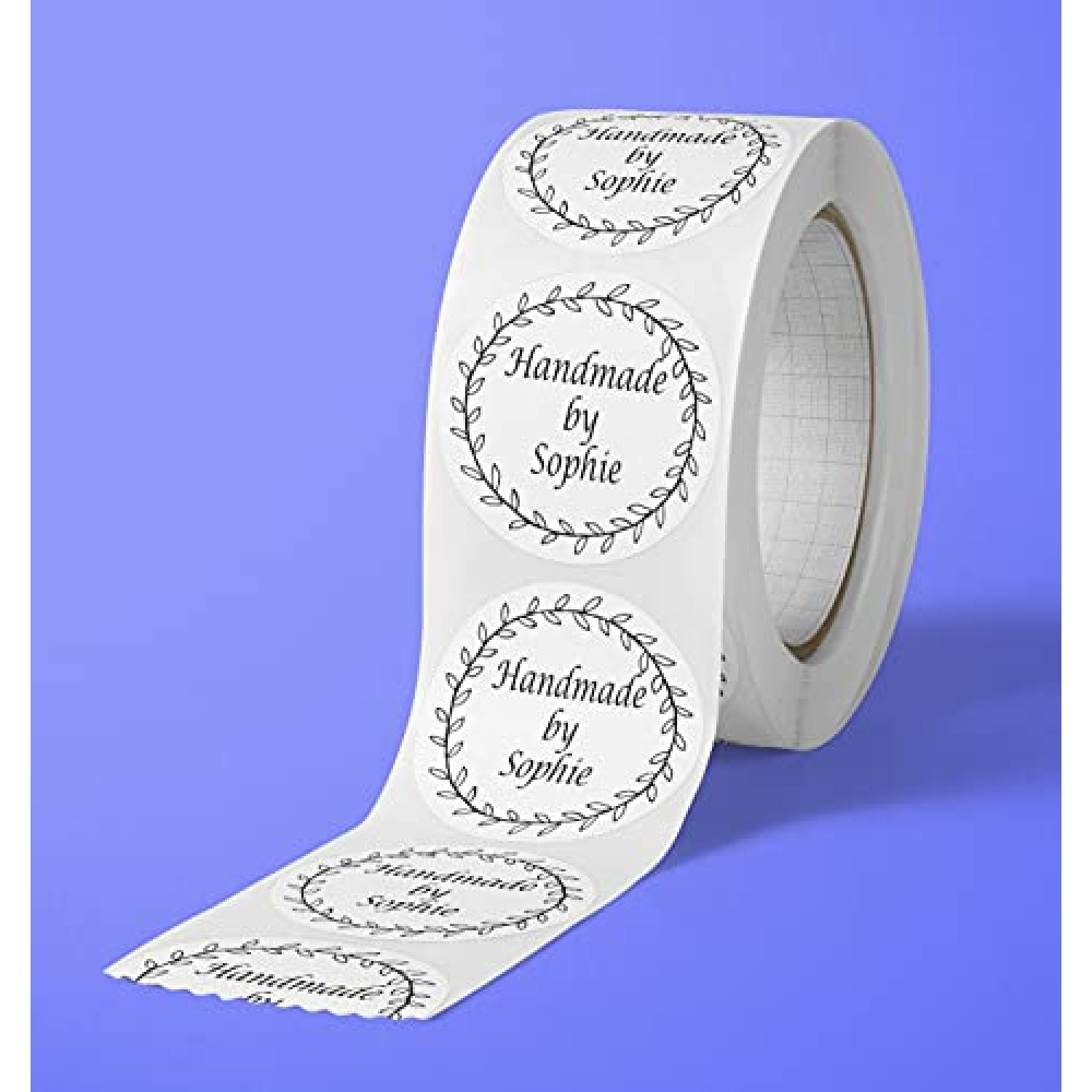 Personalised stickers on a roll/in a pack. Any wording. Customised stickers. 50mm / 5cm / 2 inches White paper labels. Business stickers. Crafters small business