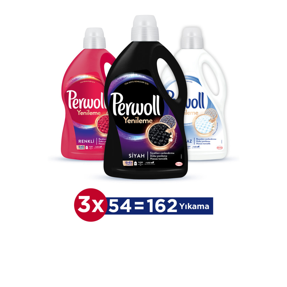 Perwoll Hassas Bakım Sıvı Çamaşır Deterjanı 3 X 3l (162 YIKAMA) Renkli Siyah Beyaz Çamaşır Deterjanı Fiyatı
