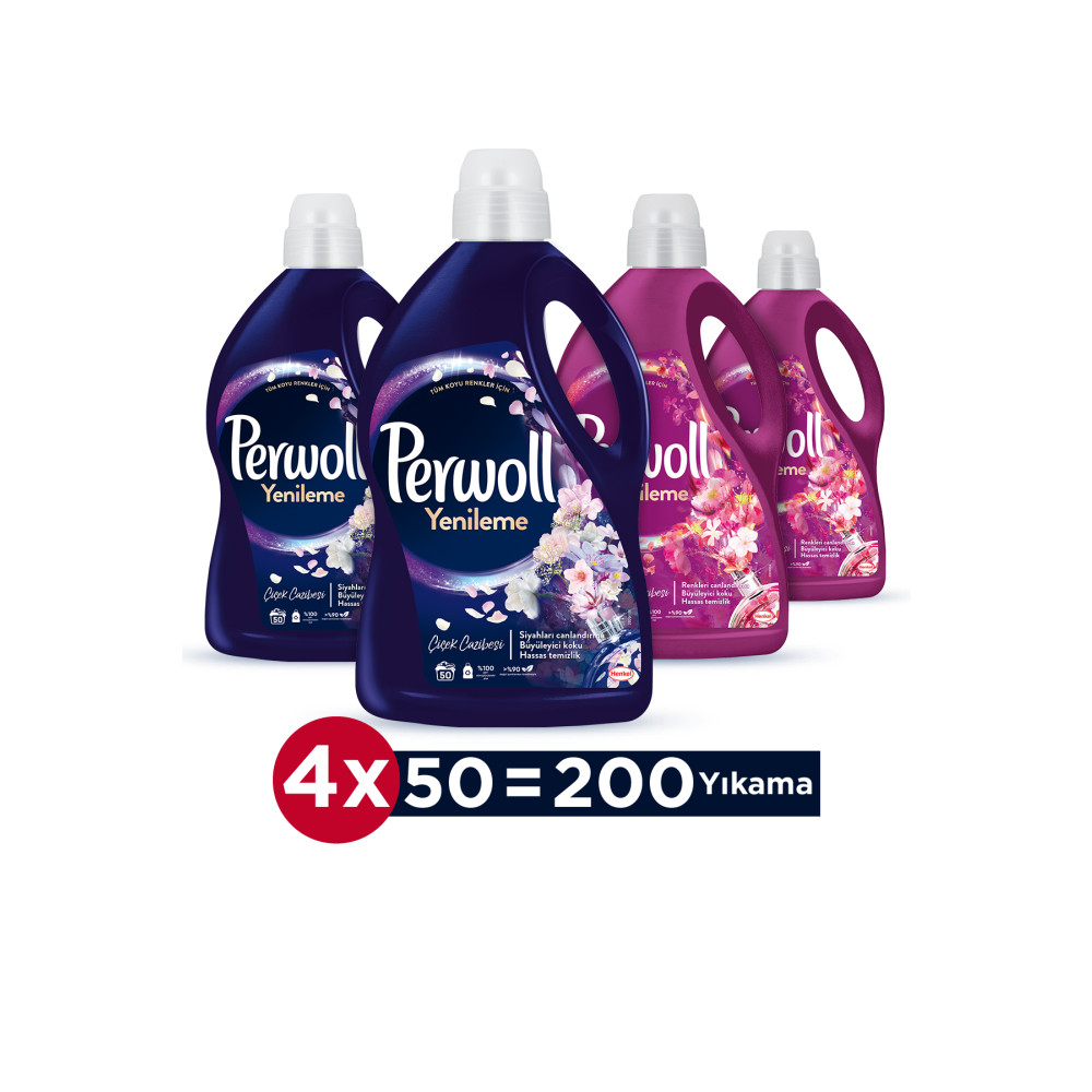 Perwoll Yenileme Çiçek Cazibesi Renkliler 2x2.75l & Çiçek Cazibesi Koyu Renkler 2x2.75l (4LÜ SET) Çamaşır Deterjanı Fiyatı