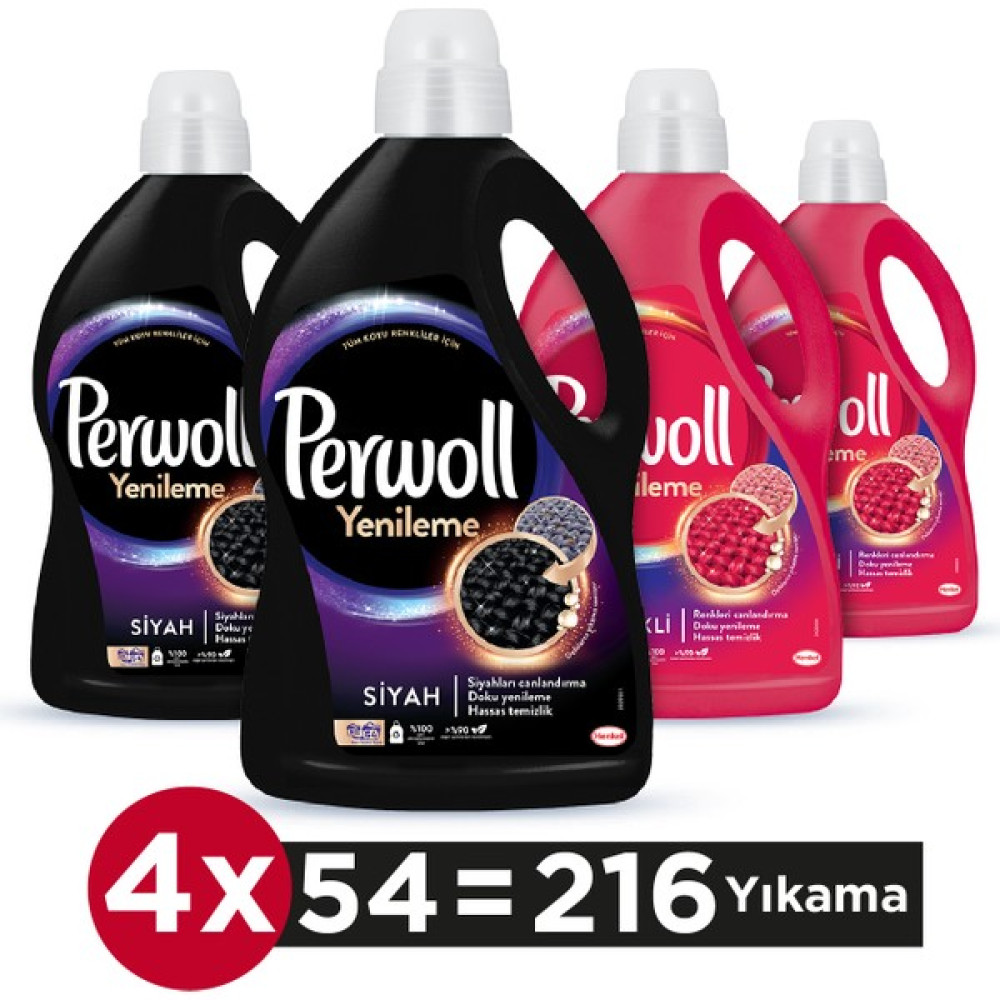 Perwoll Yenileme Renkli 2x2.97L & Perwoll Yenileme Siyah 2x2.97L (4'lü Set) - 3 lt Çamaşır Deterjanı Fiyatı