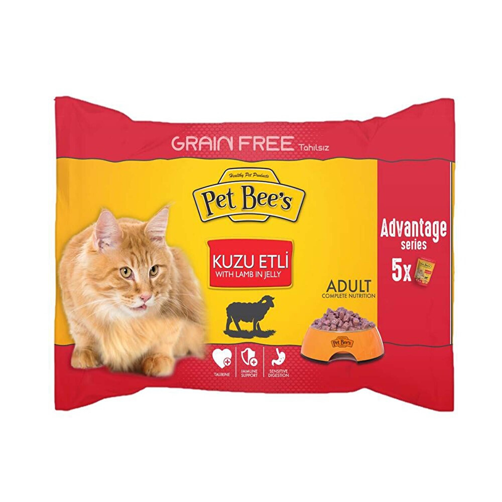 Pet Bee's Yetişkin Kedi Kuzulu   5 * 100 g Evcil Hayvan Ürünleri Fiyatı