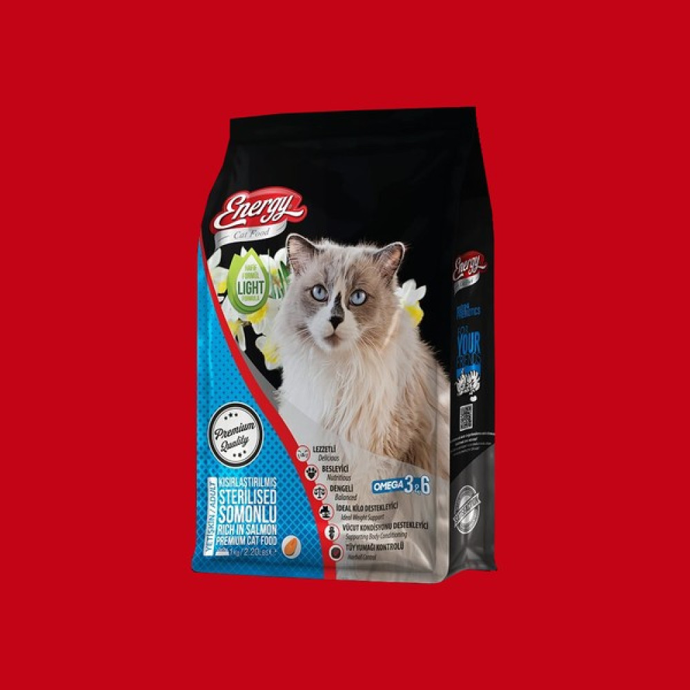 Pet Food Energy Cat Food Energy Somonlu Kısırlaştırılmış Kedi Maması-1 Kilogram Evcil Hayvan Ürünleri Fiyatı