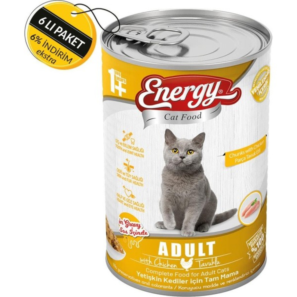 Pet Food Energy Cat Food Energy Tavuklu Yetişkin Islak Kedi Maması 400 gr Özel Koli 6 Adet Evcil Hayvan Ürünleri Fiyatı
