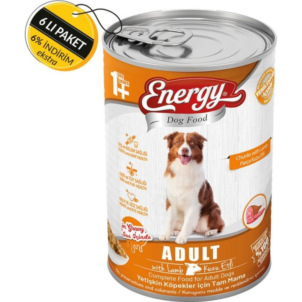 Pet Food Energy Dog Food Energy Kuzu Etli Yetişkin Islak Köpek Maması 400 gr Özel Koli 6 Adet Evcil Hayvan Ürünleri Fiyatı