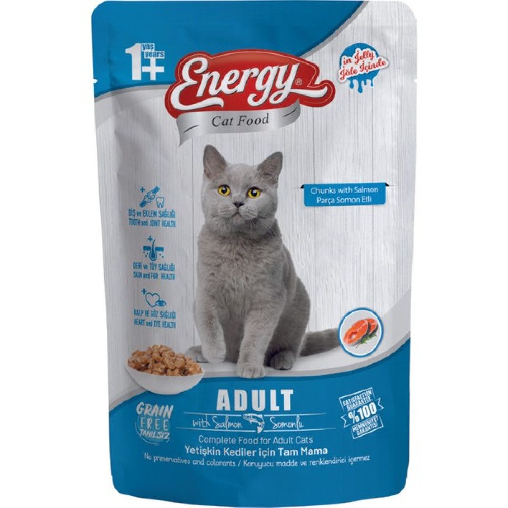Pet Food Energy Energy 85 g Somonlu Yetişkin Yaş Pouch Kedi Maması Evcil Hayvan Ürünleri Fiyatı