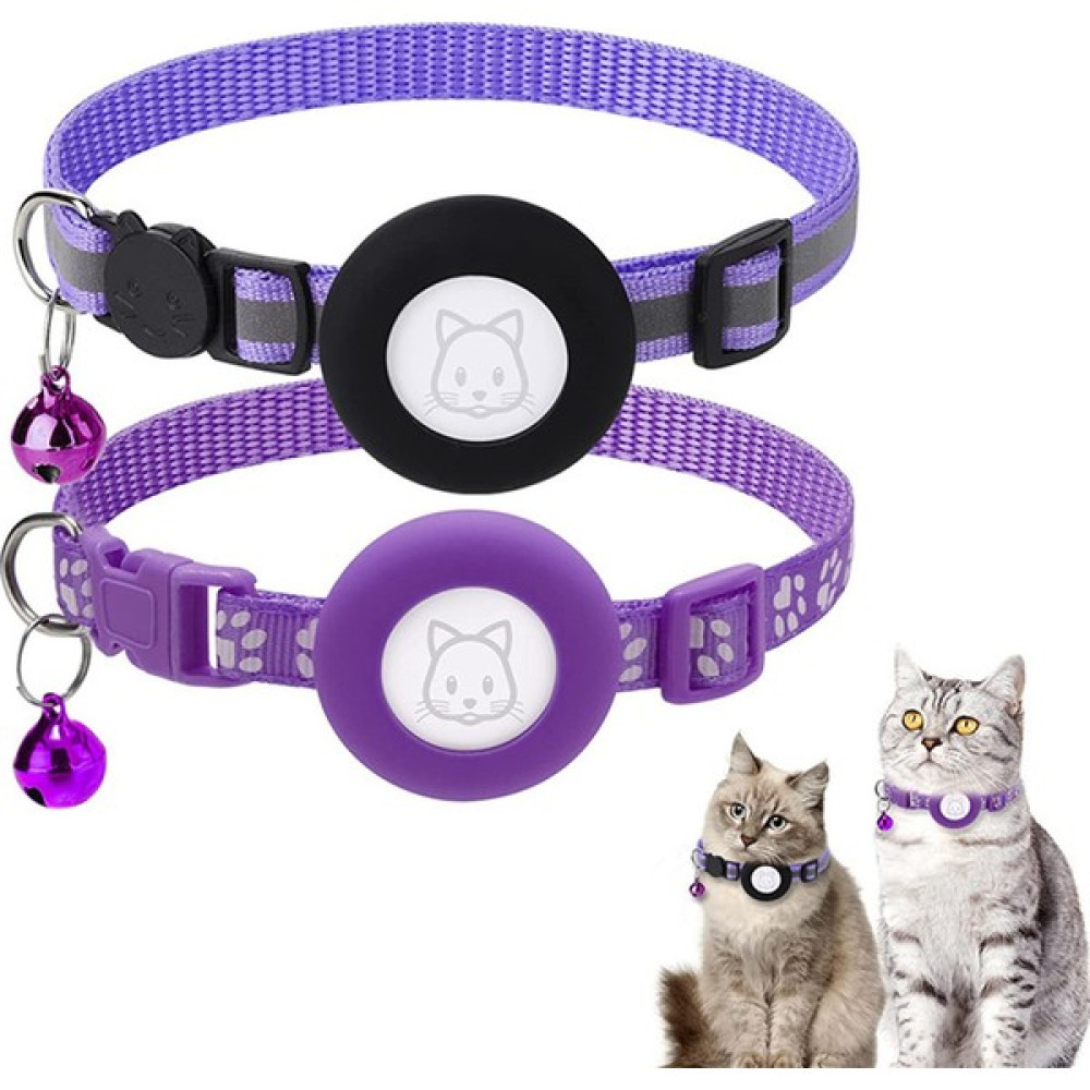 Pet Home 2pcs / Airtag Yansıtıcı Naylon Pet Yakası Gps Tracker Silikon Kapağı Bell ile Koruyucu Kılıf (Yurt Dışından) - Mor - 21 - 22 cm Evcil Hayvan Ürünleri Fiyatı