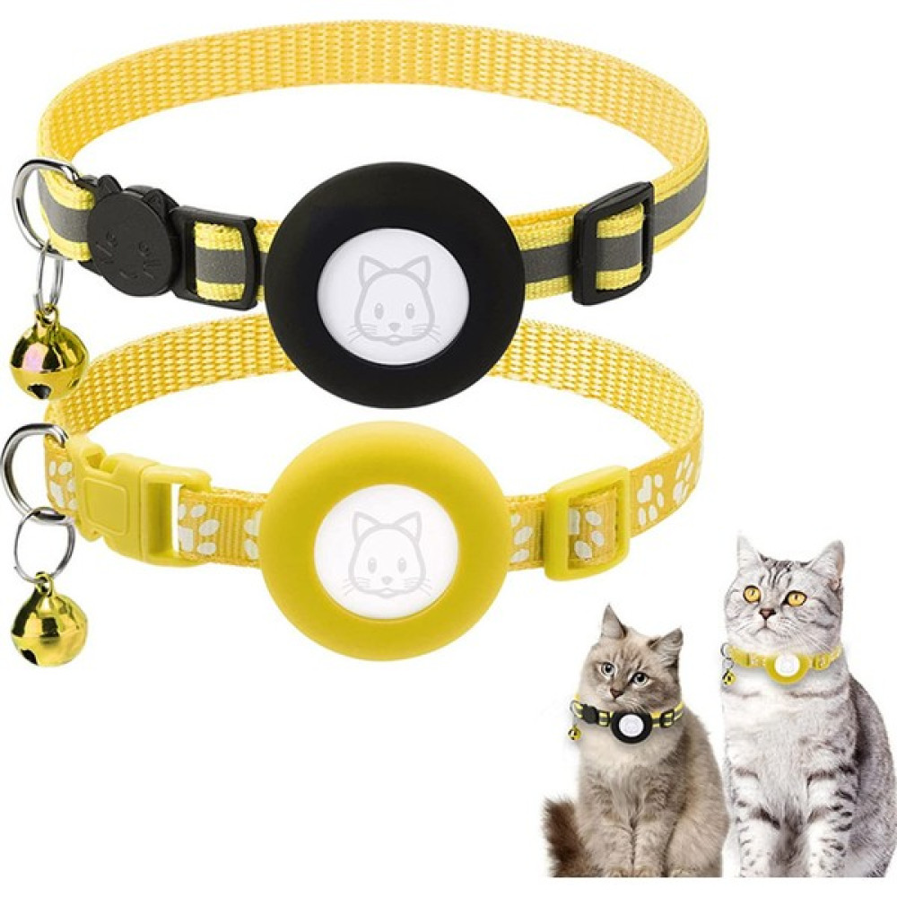 Pet Home 2pcs / Airtag Yansıtıcı Naylon Pet Yakası Gps Tracker Silikon Kapağı Bell ile Koruyucu Kılıf (Yurt Dışından) - Sarı - 21 - 22 cm Evcil Hayvan Ürünleri Fiyatı