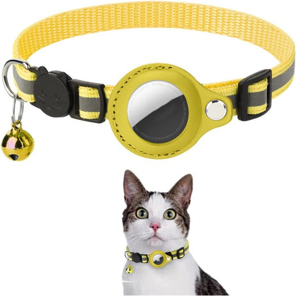 Pet Home Airtag Pu Deri Kılıf Için Yansıtıcı Pet Yakası Gps Izleyici Koruyucu Kapak Bell (Yurt Dışından) - Sarı - 21 - 22 cm Evcil Hayvan Ürünleri Fiyatı