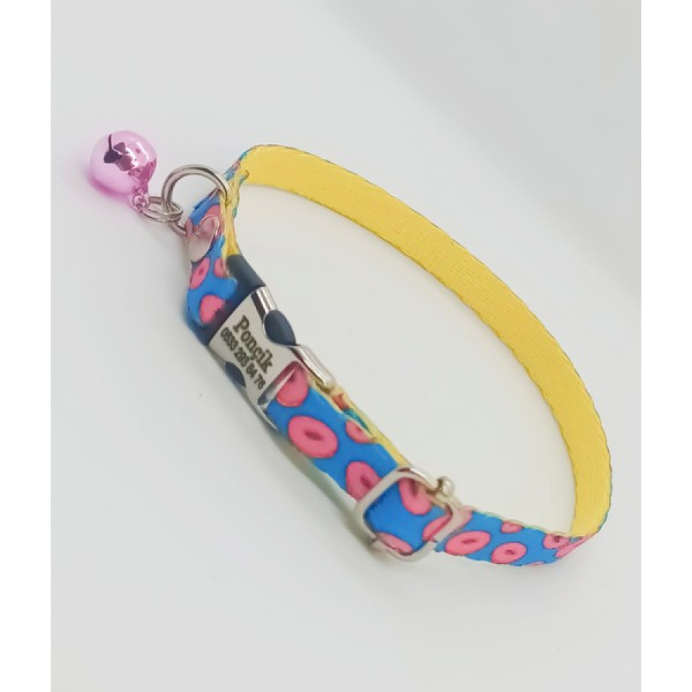 Pet Love Forever Metal Kilitli Donut Desenli Isimli Kedi Tasması, Isimli Kedi Köpek Tasması, Isimlikli Kedi Tasması - Renkli - M Evcil Hayvan Ürünleri Fiyatı