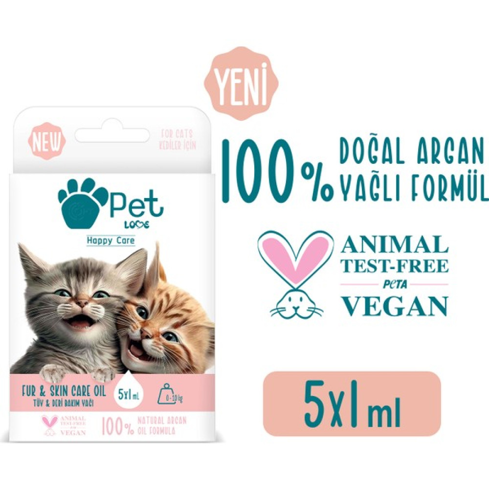 Pet Love Kediler Için Tüy Bakım Yağı 5x1 ml 100% Doğal Argan Yağlı Evcil Hayvan Ürünleri Fiyatı