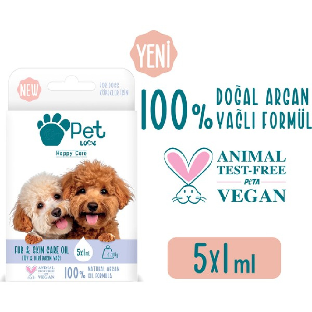 Pet Love Köpekler Için Tüy Bakım Yağı 5x1 ml 100% Doğal Argan Yağlı Evcil Hayvan Ürünleri Fiyatı