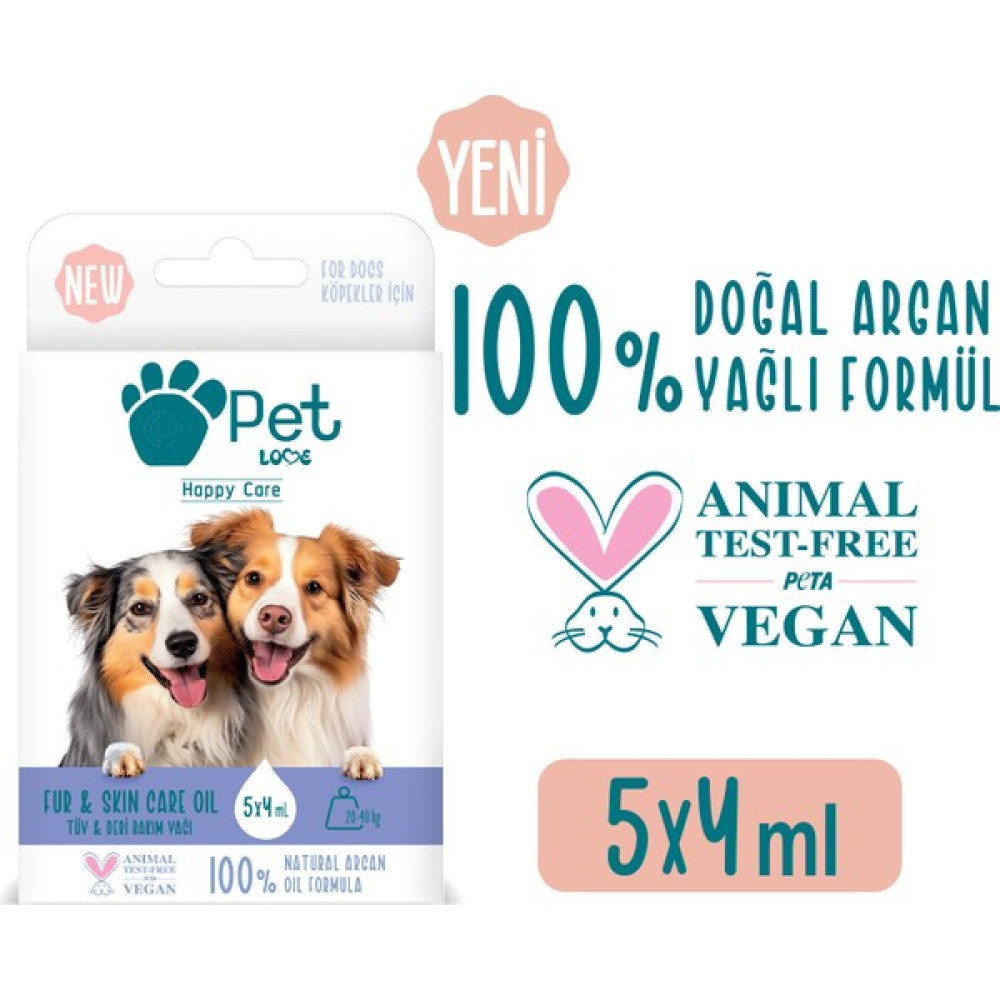 Pet Love Köpekler Için Tüy Bakım Yağı 5x4 ml 100% Doğal Argan Yağlı Evcil Hayvan Ürünleri Fiyatı