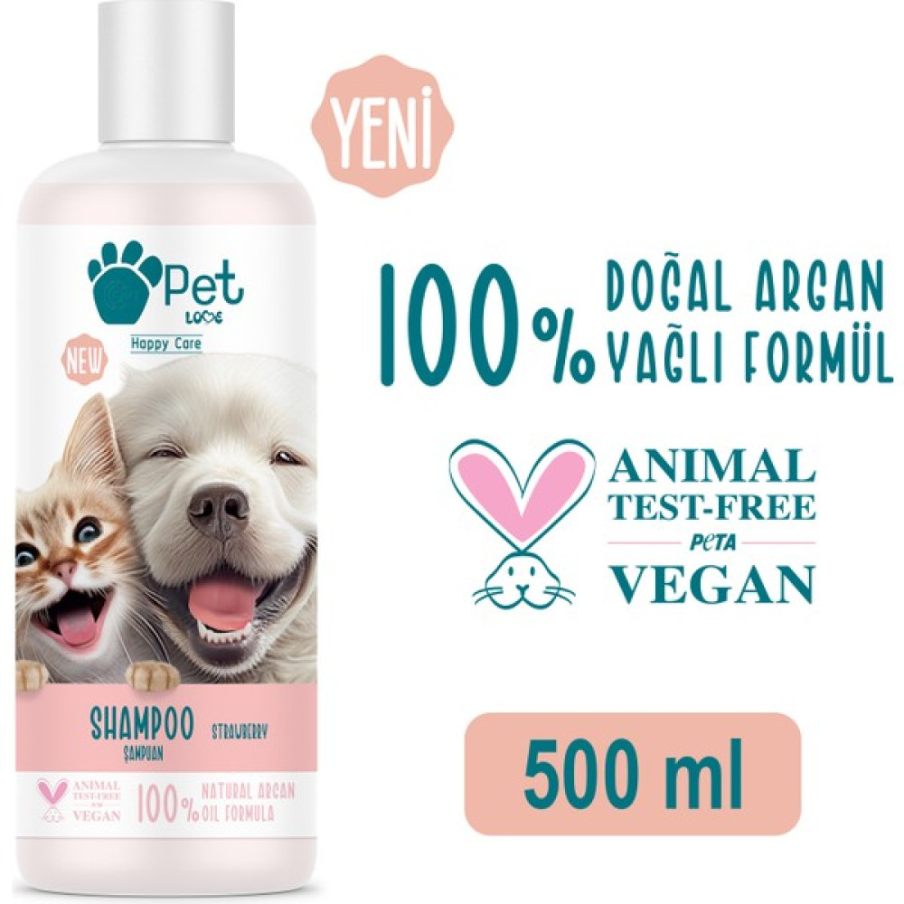 Pet Love Şampuan Çilek 500 ml 100% Doğal Argan Yağlı Evcil Hayvan Ürünleri Fiyatı