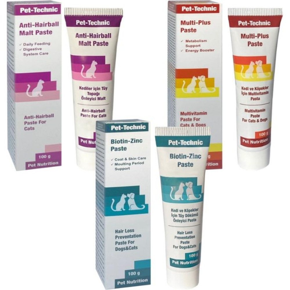 Pet-Technic Pet Technic 3lü Anti Hairball Malt + Multi Plus Pasta + Biotin Zinc Pasta Oto Boyaları Fiyatı