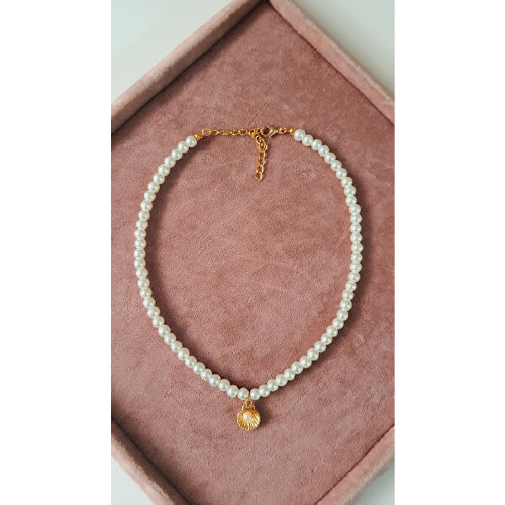 Petek Aksesuar Kadın Beyaz Incili Deniz Kabuğu Choker Tasma Kolye Bijuteri Kolye Fiyatı