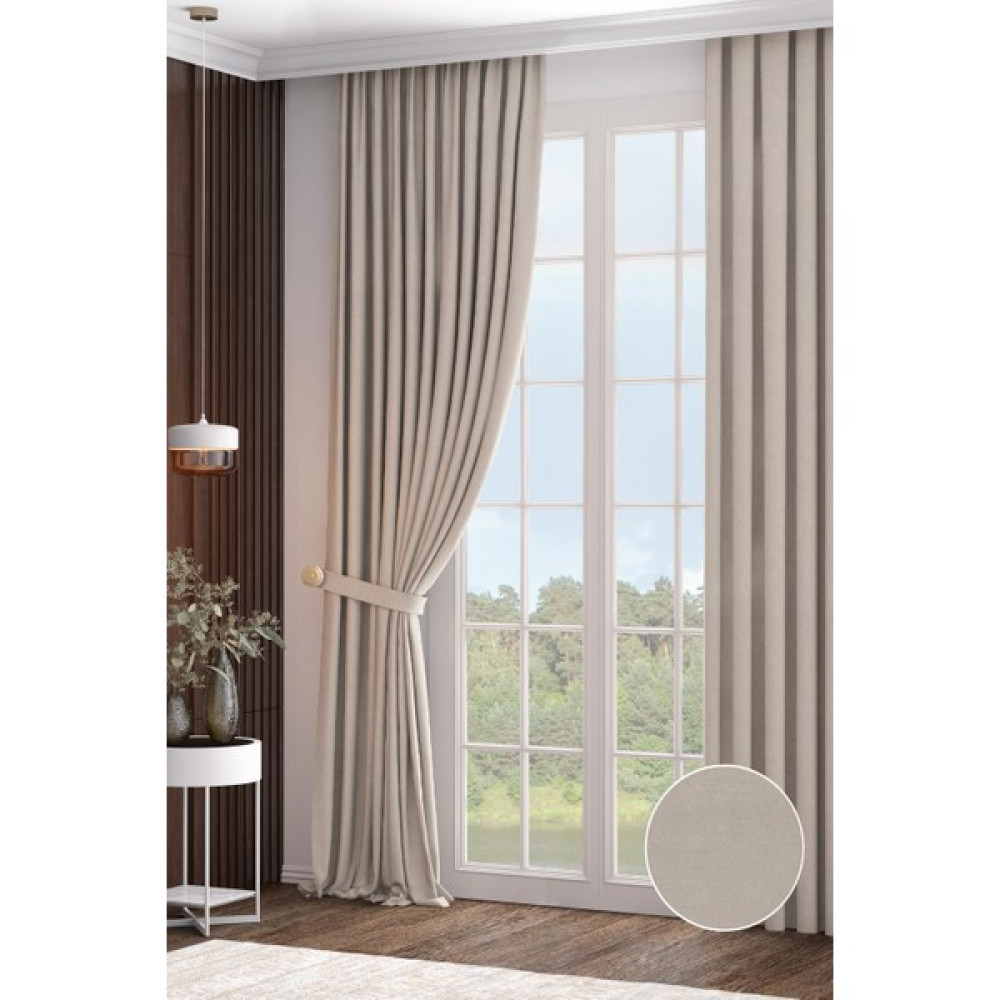 Petek Fon Perde Ekstrafor Büzgülü (Pilesiz) Tek Kanat Krem Pt-02 - 60 x 270 cm Fon Perde Fiyatı
