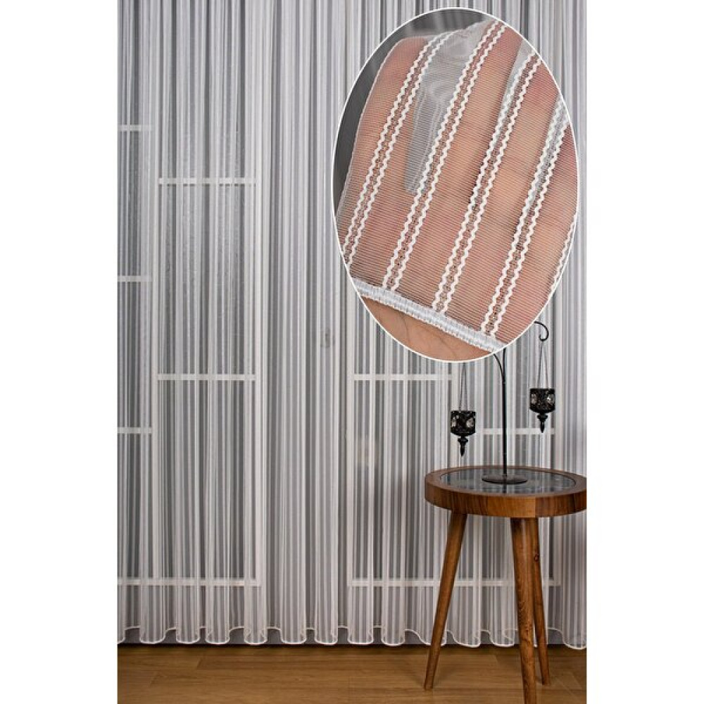 Petek Üstü Ütü Istemez Taç Linda Tül Kırışmaz Beyaz Gramajlı Salon Mutfak Perdesi 1/2,5 Orta Pileli - Ekru - 100 x 170 cm Tül Perde Fiyatı