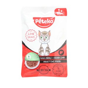 Peteko  Pouch Kedi Maması Jöleli  Tavuklu Ciğerli 85 gr Giyim & İç Giyim Fiyatı