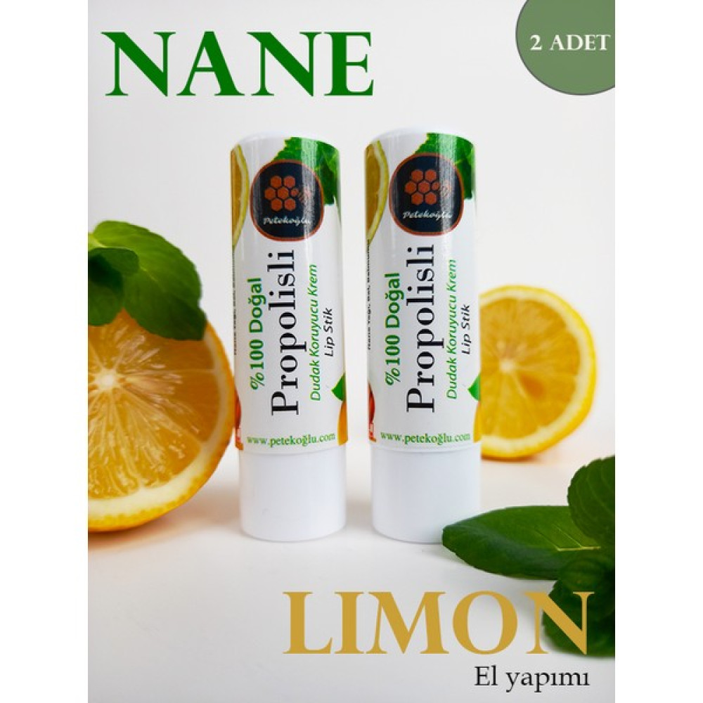 Petekoğlu 2 Adet Dudak Kremi Propolis Bal Nane Limon Aynısefa Shea Hindistan Cevizi Lipstick Balm Dudak Bakımı / Koruyucu Fiyatı
