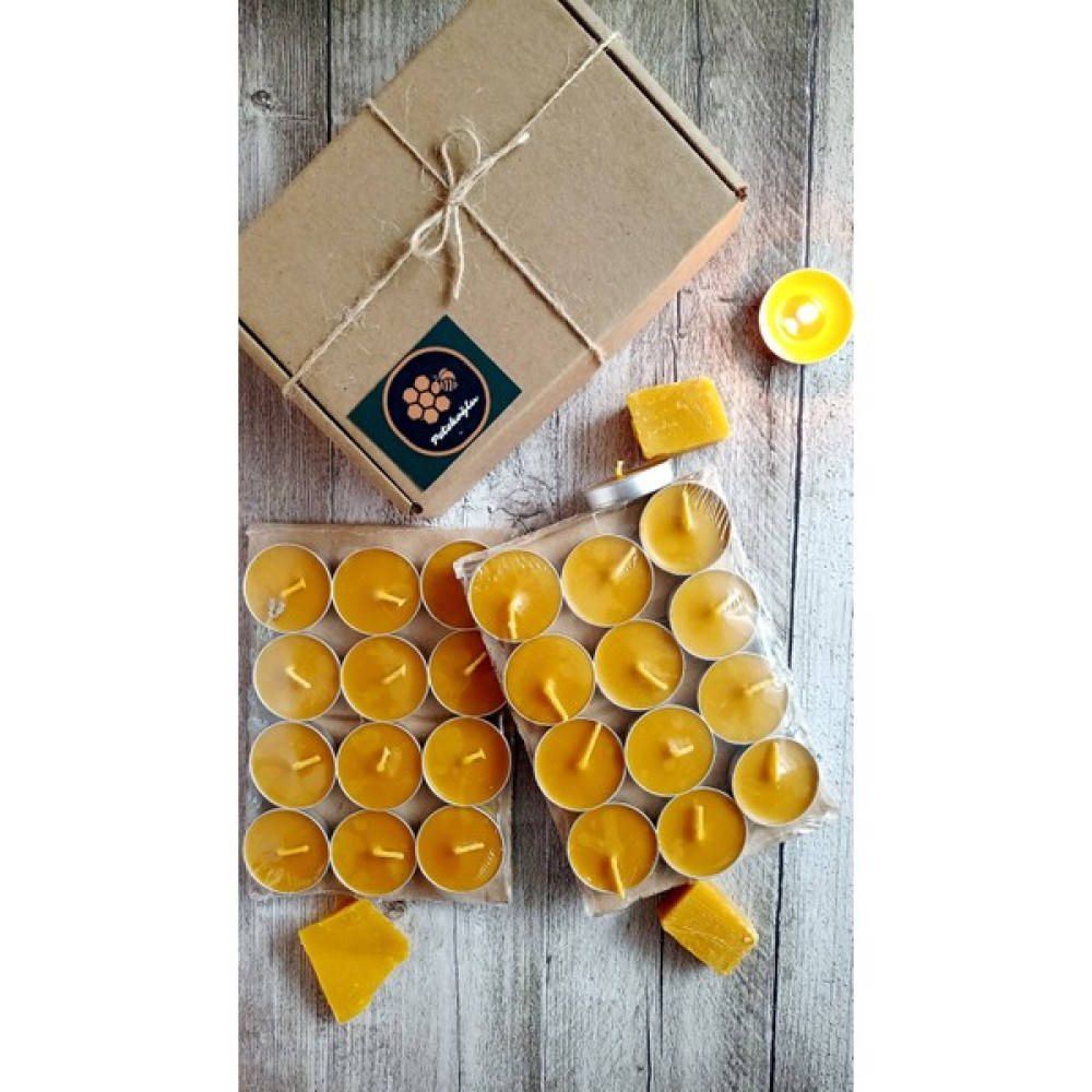 Petekoğlu 24 Adet Tealight Doğal Petek Balmumu Mum Ekonomik Boy Beeswax Candle - 1 Adet Dekoratif Mum Fiyatı