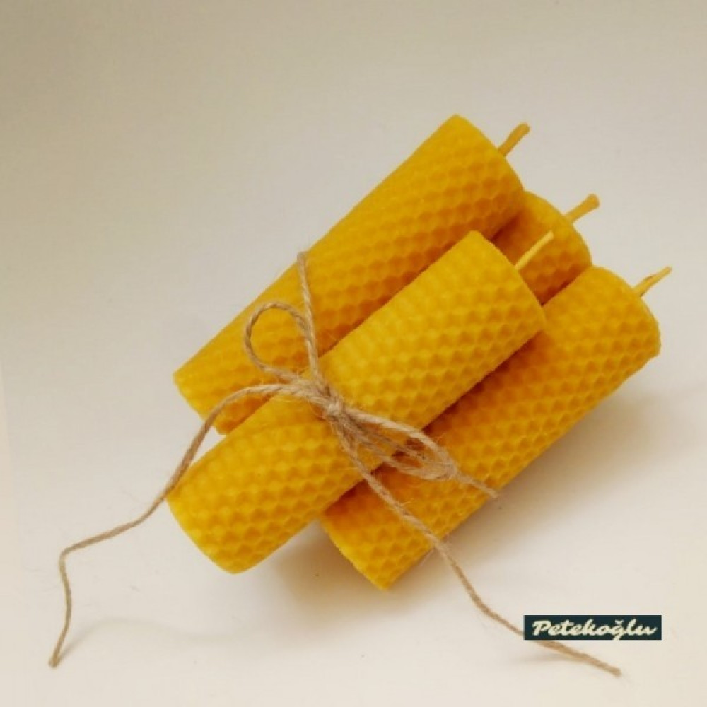 Petekoğlu (4 Adet ) 3 Cm X 10Cm Doğal Petek Balmumu Mum - Sarı - 1 Adet Dekoratif Mum Fiyatı