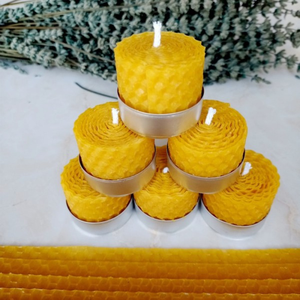 Petekoğlu (6 Adet ) Sarma Tealight Mum (3,5x3Cm) Doğal Petek Balmumu Mum - Sarı - 6 Adet Dekoratif Mum Fiyatı