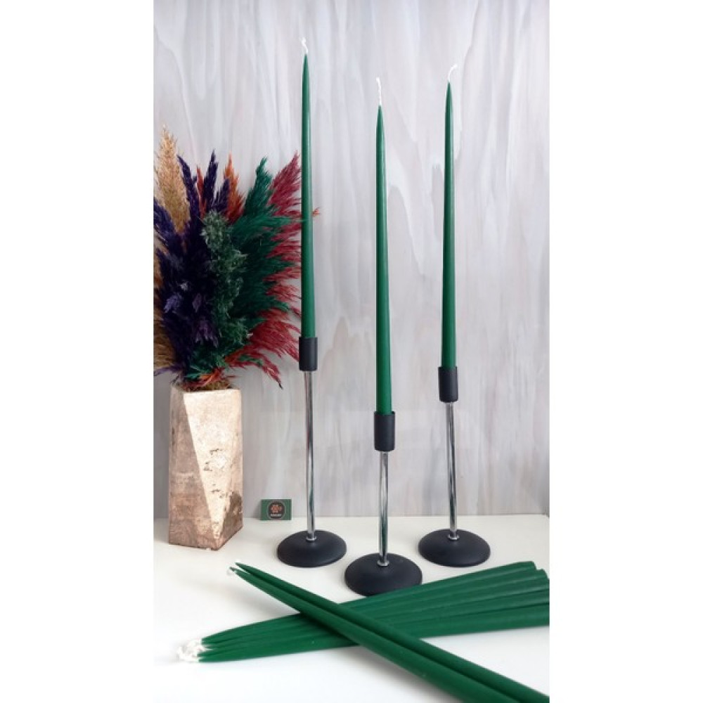 Petekoğlu (6 Adet x 35CM) Konik Balmumu Şamdan Mumu Yeşil Doğal Petek Balmumu Mum Dekoratif Beeswax Candle Dekoratif Mum Fiyatı