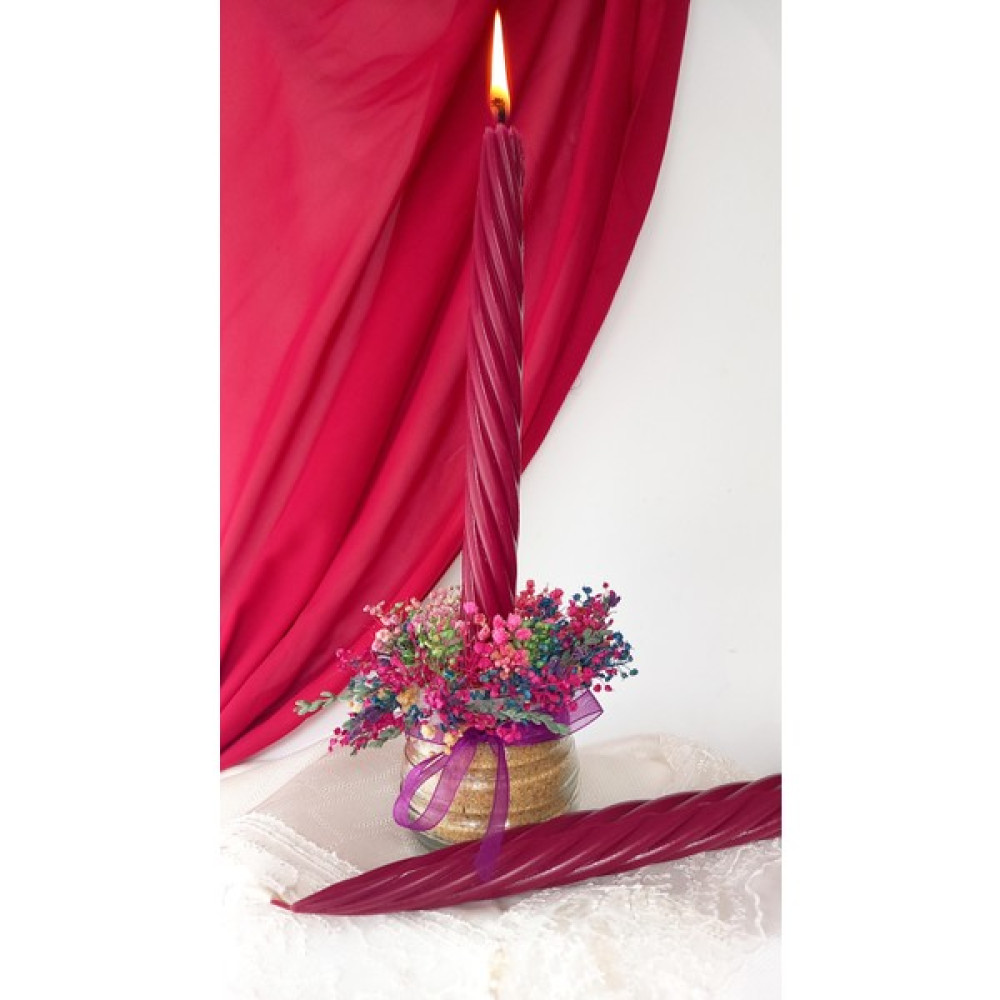 Petekoğlu Balmumu Mum (2 Adet Bordo 27.5cm)Kalın Burgu Burgulu Balmumu Şamdan Mumu Dekoratif Dekoratif Mum Fiyatı