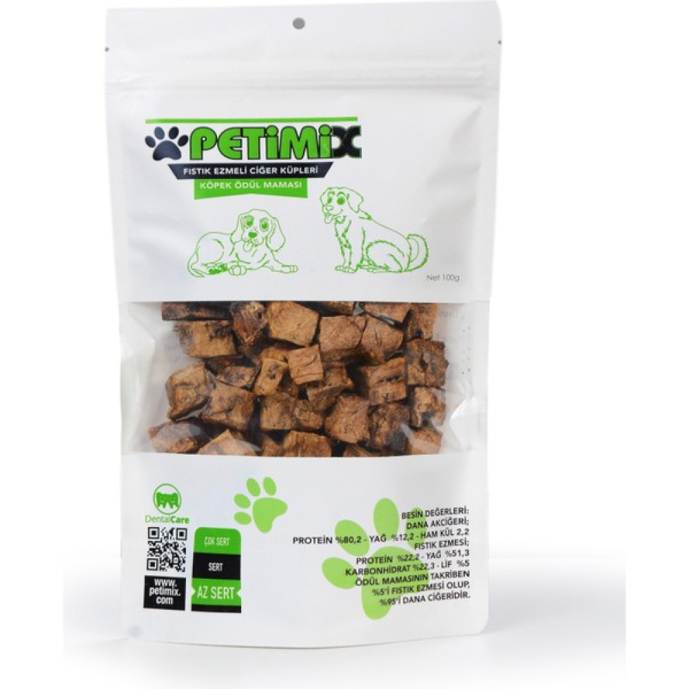 Petimix Fıstık Ezmeli Dana Ciğer Küpleri 100 gr Köpek Ödül Maması Evcil Hayvan Ürünleri Fiyatı