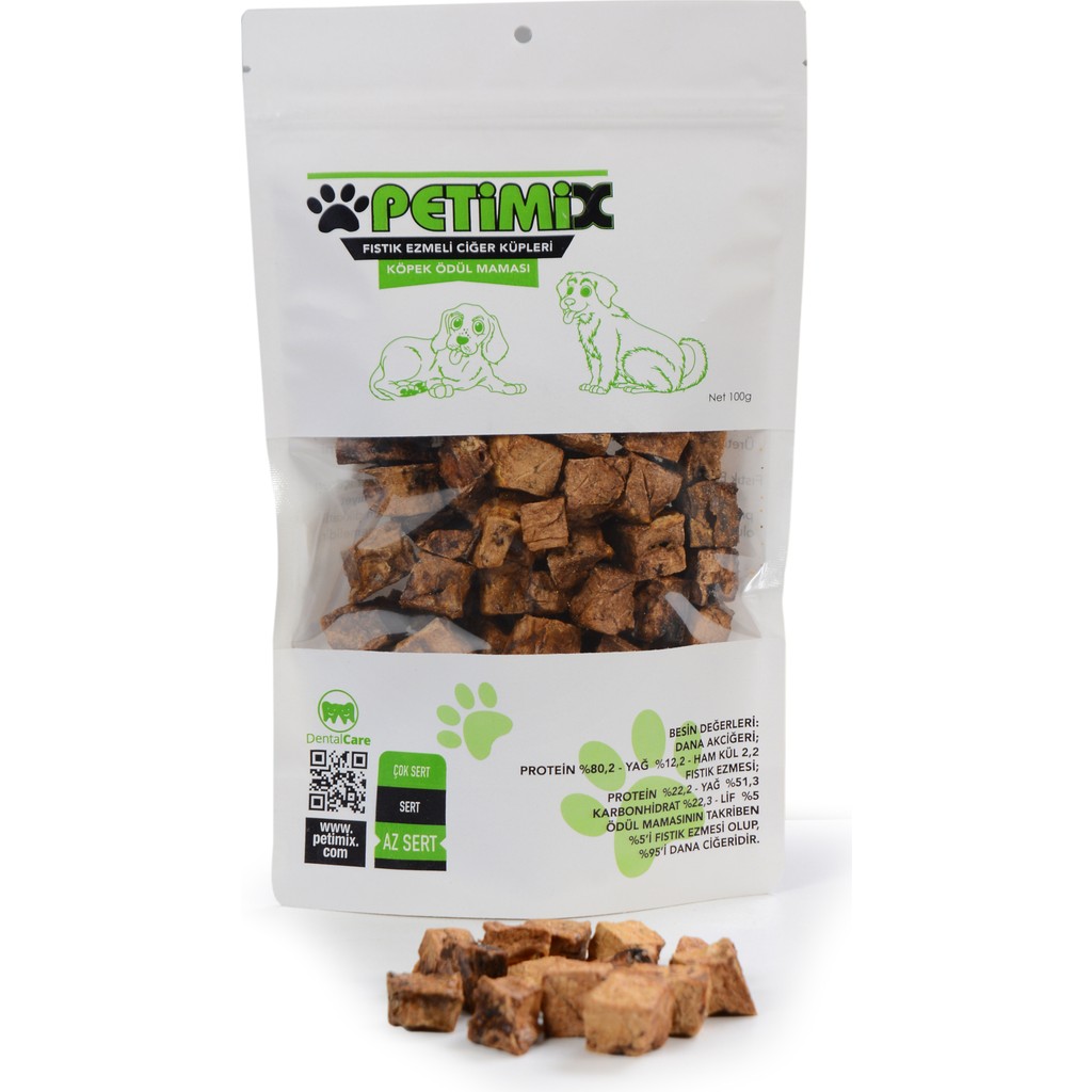Petimix Fıstık Ezmeli Dana Ciğer Küpleri 100 gr Köpek Ödül Maması Diğer Fiyatı