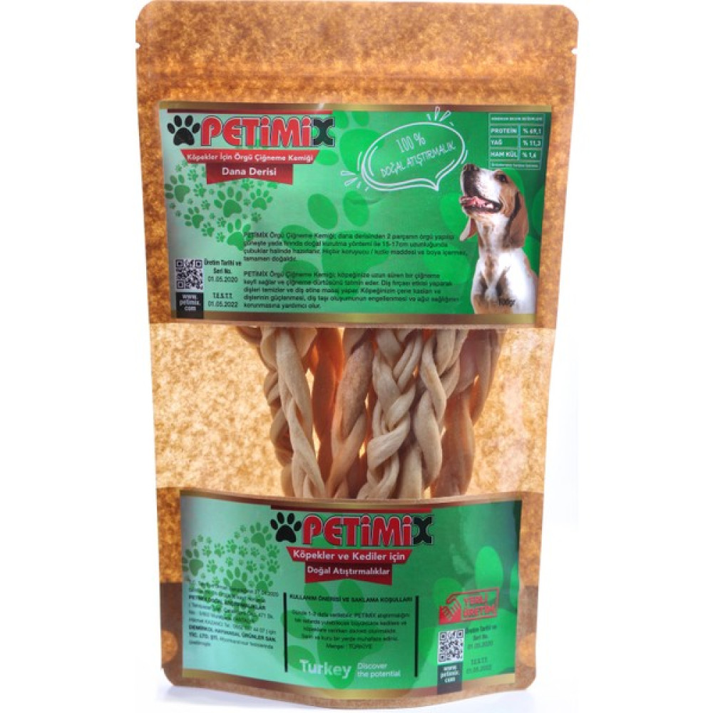 Petimix Örgü Dana Derisi 100g Çiğneme Kemikleri Köpek Ödülü Evcil Hayvan Ürünleri Fiyatı