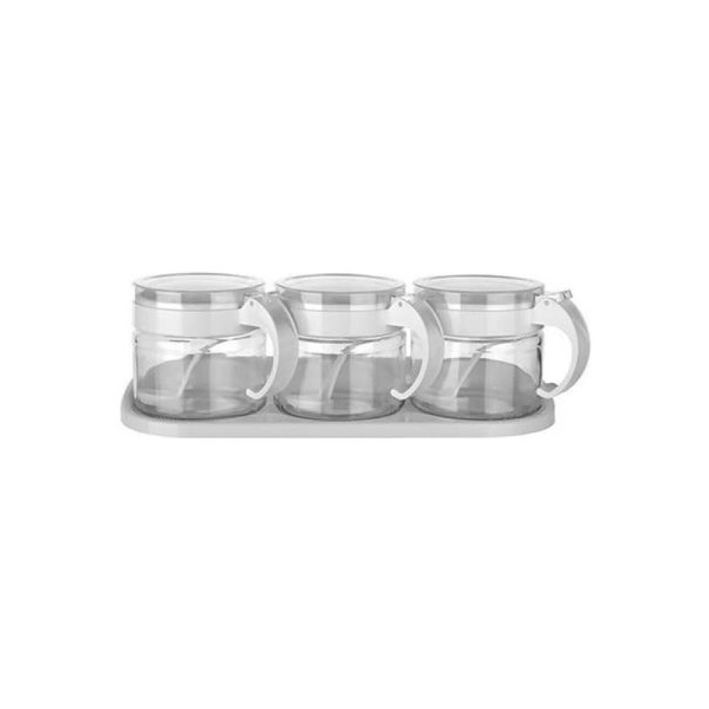 Petinka Beyaz Standlı Kapaklı Kaşıklı Cam Hava Sızdırmaz Baharatlık Takımı 3'lü - 300 ml Baharat Setleri & Baharatlıklar Fiyatı