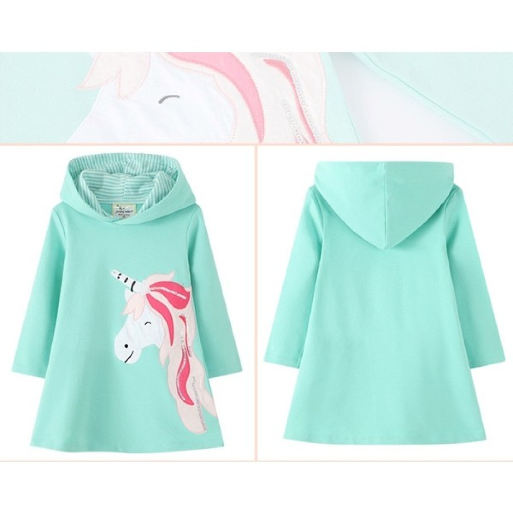 Petityu Unicorn Aplikeli Mint Kız Çocuk Sweatshirt Elbise Kız Çocuk Elbise Fiyatı
