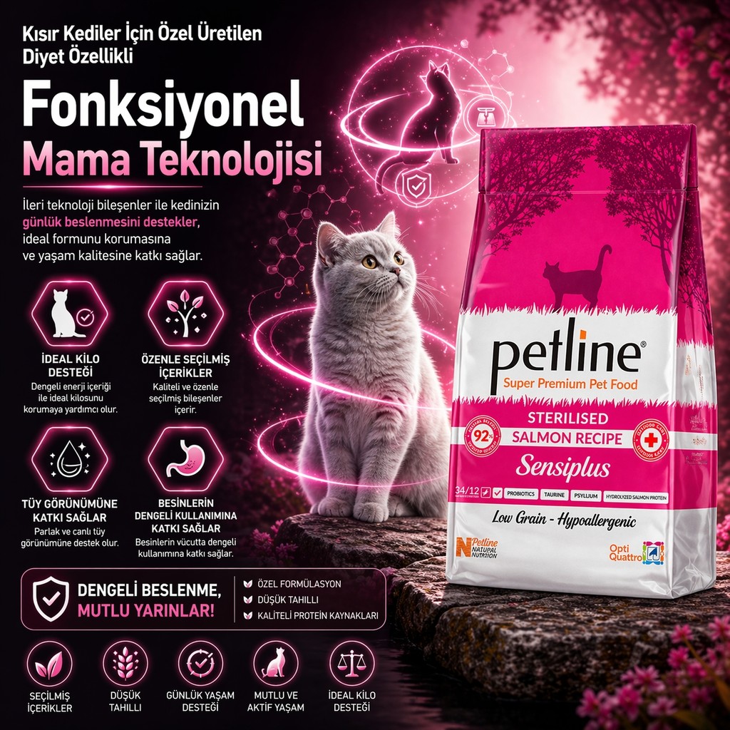 Petline Petline Natural Sensiplus Adult Sterilised Somonlu Kısırlaştırılmış Yetişkin Kedi Maması 1.5 kg - 1,5 kg Evcil Hayvan Ürünleri Fiyatı