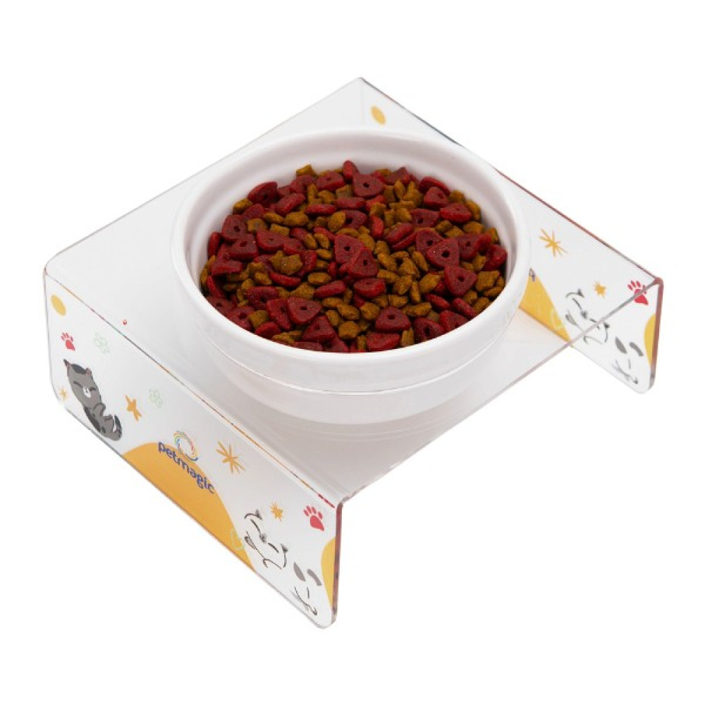 Petmagic Akrilik Beyaz Seramik Tekli Evcil Hayvan Kedi ve Mini Irk Köpek Mama Kabı Yuvarlanan Kedi Evcil Hayvan Ürünleri Fiyatı