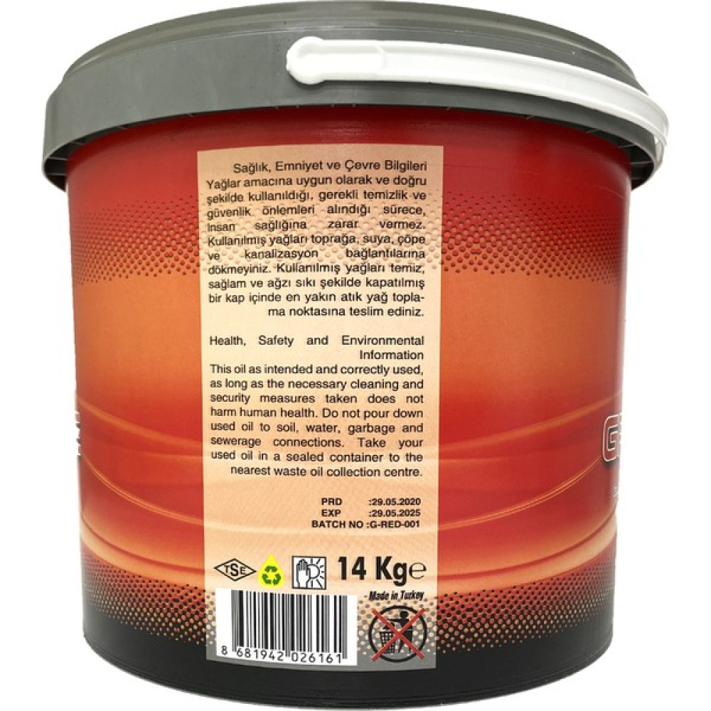 Petro Time Kalsiyumlu Kırmızı Gres 14 kg -Suya Dayanıklı Red - 08 Kırmızı Oto Yağlayıcılar Fiyatı