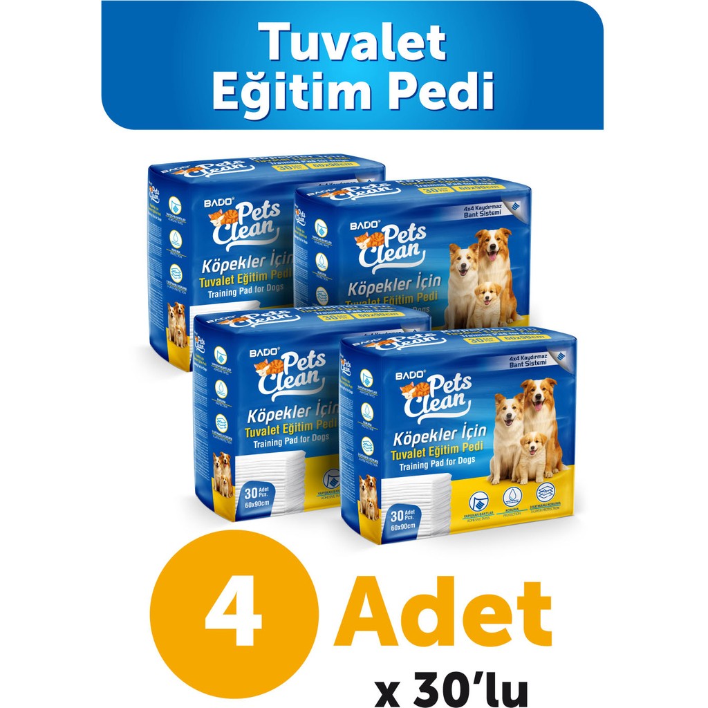 Pets Clean Eğitim(Çiş) Pedi 30LU 60*90CM 4'lü Paket Diğer Fiyatı