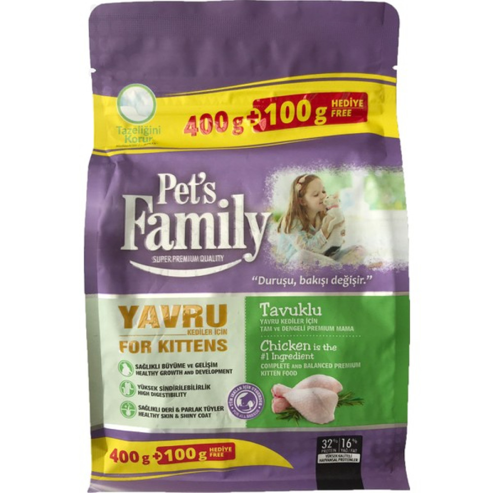 Pets Family Premium Tavuklu Yavru Kedi Maması 500 G Evcil Hayvan Ürünleri Fiyatı