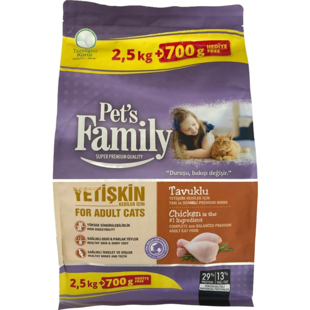 Pets Family Premium Tavuklu Yetişkin Kedi Maması 3200 G Evcil Hayvan Ürünleri Fiyatı
