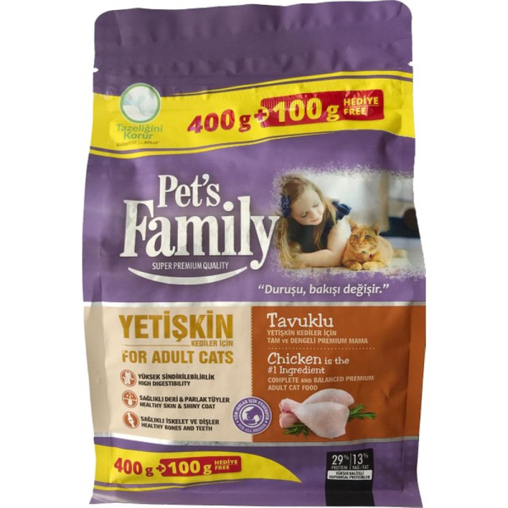 Pets Family Premium Tavuklu Yetişkin Kedi Maması 500 G Evcil Hayvan Ürünleri Fiyatı