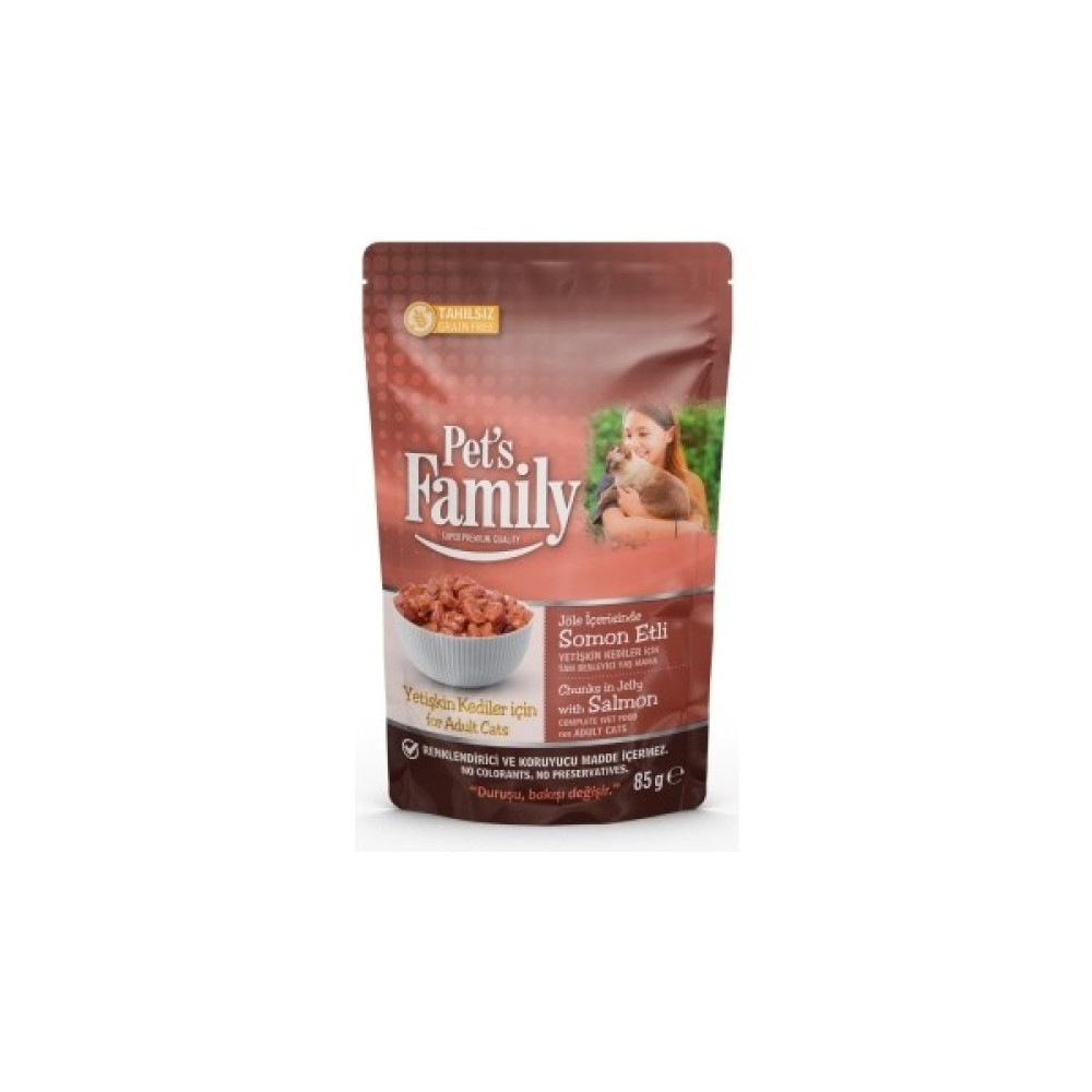 Pets Family Yetişkin Kediler Için Somon Etli Mama 3X85GR - 85 gr Evcil Hayvan Ürünleri Fiyatı