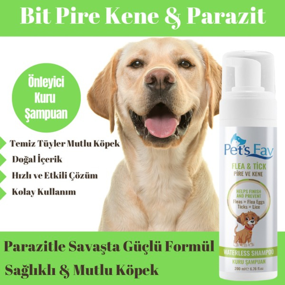 Pets Fav Köpek Bit Pire Kene ve Parazit Önleyici Kuru Köpük Şampuanı Evcil Hayvan Ürünleri Fiyatı