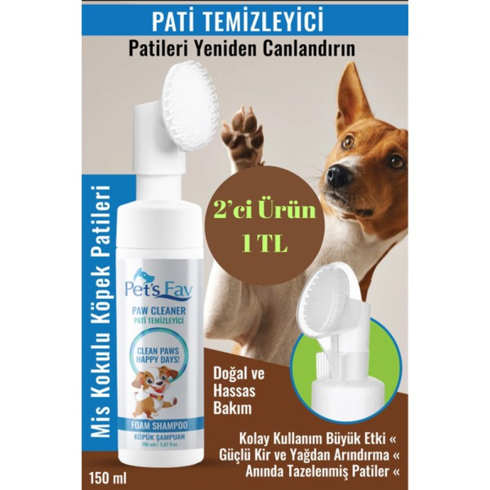 Pets Fav Köpek Hızlı ve Pratik Pati Temizleyici Organik ve Doğal Kuru Köpük Şampuanı Özel Fırçalı Başlık Evcil Hayvan Ürünleri Fiyatı