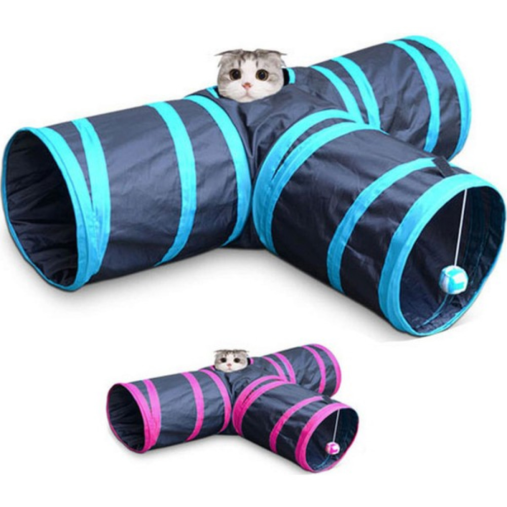 Pets Kedi Oyun Tüneli Toplu 3 Yönlü 80 x 50 x 25 cm - Renkli Evcil Hayvan Ürünleri Fiyatı